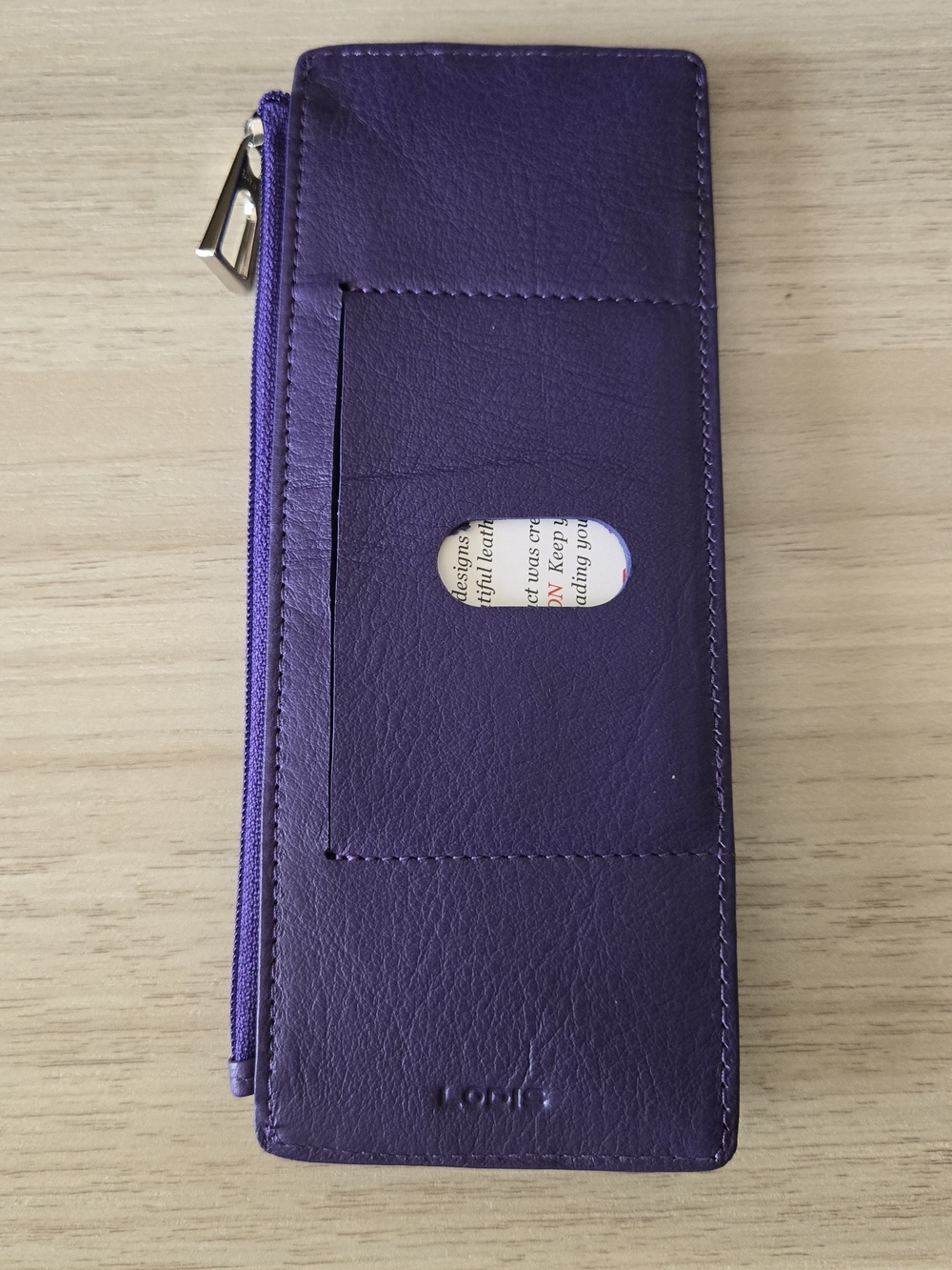 Lodis RFID Purple Leather Slim Wallet Card Holder Zip Pocket New - Picture 2 of 12
